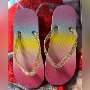 Girls Rainbow flip flops